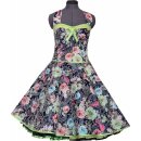 50er Jahre Petticoat Kleid Vintage schwarz grüne rosa Blumen 36