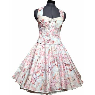 50er Jahre Hochzeitskleid weiß mit rosa Rosen Brautkleid zum Petticoat 36