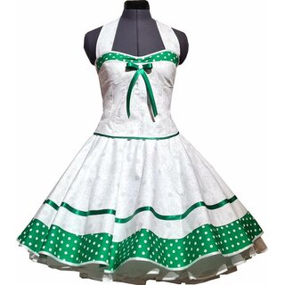 Kleid zum Petticoat Korsage weiß Blumen grün mit Punkten 36