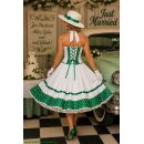 Kleid zum Petticoat Korsage weiß Blumen grün mit Punkten 36