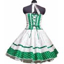 Kleid zum Petticoat Korsage weiß Blumen grün mit Punkten 36