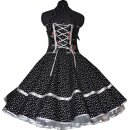 50er Tanzkleid zum Petticoat schwarz Punkte weiß Erdbeeren rot