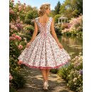 Kleid zum Petticoat Rockabilly rosa gelbe Blumen  34/36