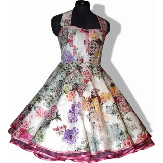  50er Kleid zum Petticoat creme rosa Blumen Romantik 36