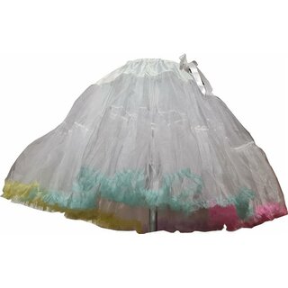 Rschenpetticoat wei fluffige  rosa gelb trkis Rschen 2 Lagen