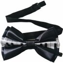 Fliege Herren Satin doppelt schwarz weiß Klavier