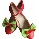 Schuhschmuck Schleife grün Erdbeeren rot