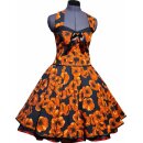 50er Jahr Kleid zum Petticoat orangerote oder gelbe Rosen