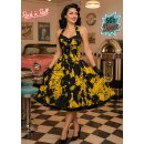 50er Jahr Kleid zum Petticoat gelb schwarze Blumen