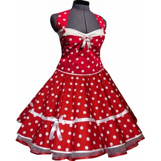 50er Punkte Korsage Petticoatkleid rot weie mittlere Punkte 40