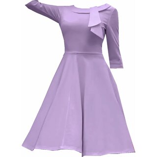 VintageA-Linienkleid lila violet mit Rundhals und rmeln 40/42