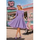 VintageA-Linienkleid lila violet mit Rundhals und Ärmeln 40/42
