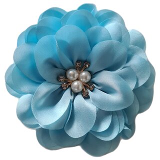  Haarblume Satin trkis blau Haarschmuck 8cm