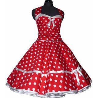 50er Kleid Korsagen Petticoat Kleid rot pink Herzen rot wei 34
