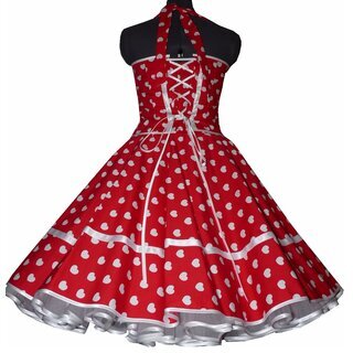 50er Kleid Korsagen Petticoat Kleid rot pink Herzen rot wei 34