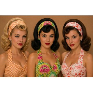 3 Haarbänder Rockabilly 50er Jahre Punkte Muster bunt