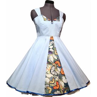 50er Jahre Petticoatkleid hellblau blau wei�e Schmetterlinge Unikat