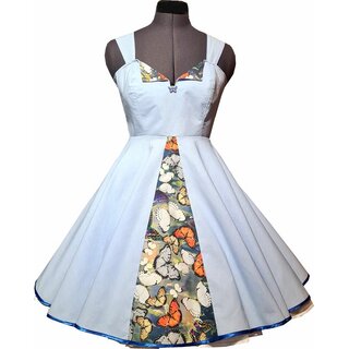 50er Jahre Petticoatkleid hellblau blau wei�e Schmetterlinge Unikat