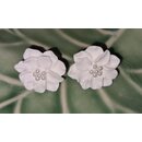Vintage Ohrschmuck Ohrringe Bl�te Magnolie wei�