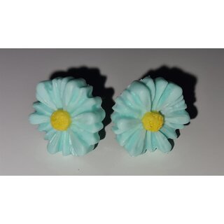 Vintage Ohrschmuck Ohrringe Bl�te gr�n t�rkis