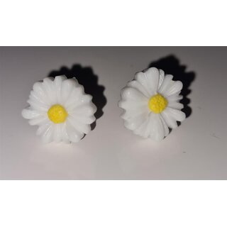 Vintage Ohrschmuck Ohrringe Bl�te wei�