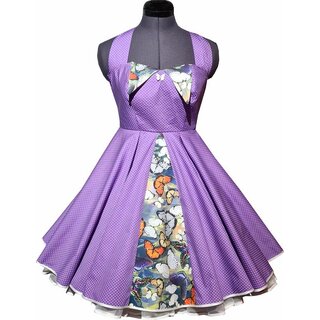 50er Jahre Petticoatkleid lila kleine Punkte Schmetterlinge 