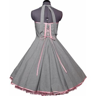  50er Jahre Petticoatkleid Vichykaro rosa Blumen und B�nder Unikat