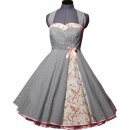 50er Jahre Petticoatkleid Vichykaro rosa Blumen und Bänder Unikat