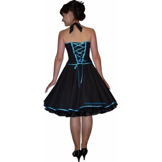 50er Punkte Petticoatkleid schwarz kleine trkis Tupfen zum Petticoat