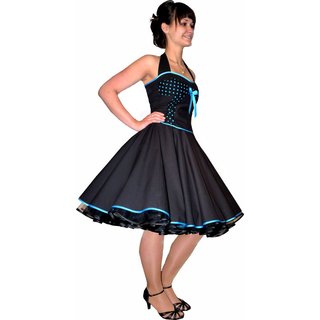 50er Punkte Petticoatkleid schwarz kleine trkis Tupfen zum Petticoat