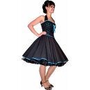 50er Punkte Petticoatkleid schwarz kleine türkis Tupfen zum Petticoat