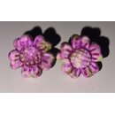 50er Jahre Ohrschmuck Ohrringe kleine Blumen violet lila...