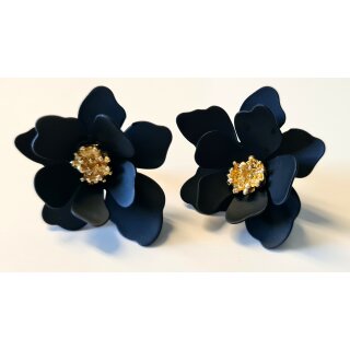 Vintage Ohrschmuck Ohrringe Blüte Magnolie schwarz