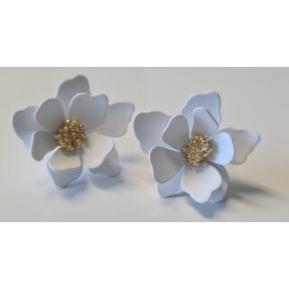 Vintage Ohrschmuck Ohrringe Blüte Magnolie weiß