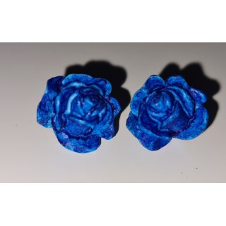 Vintage Ohrschmuck Ohrringe Rosen  royalblau halbgeöffnet