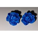 Vintage Ohrschmuck Ohrringe Rosen  royalblau...
