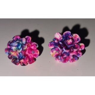 Vintage Ohrschmuck Ohrringe Blumen pink blau