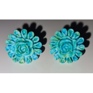 50er Jahre Ohrschmuck Ohrringe Blumen türkis Rosen