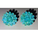50er Jahre Ohrschmuck Ohrringe Blumen türkis Rosen