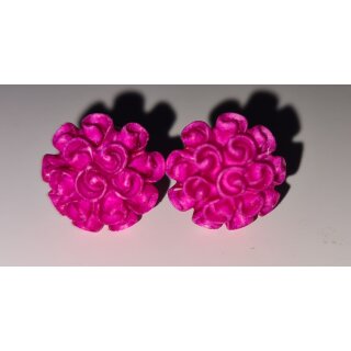50er Jahre Ohrschmuck Ohrringe Blumen pink