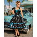 50er Punkte Korsagenkleid schwarz Punkte weiß  Band...