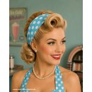 Vintagehaarband türkis blau weisser Punktewirbel