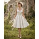 50er Jahre Brautkleid Relief Blumen weiss zum Petticoat  36