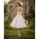 50er Jahre Brautkleid Relief Blumen weiss zum Petticoat  36