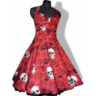 50er Petticoatkleid Rosen rot Totenköpfe verschiedene Modelle und Farben