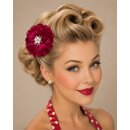 50er Jahre Stoffblume Bordeaux Haarschmuck