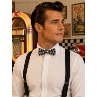 Doppelte schmale Fliege Herren Vintage Retro schwarz weiße Rauten