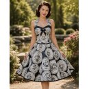 50er Jahre Rosenkleid schwarz anthrazit zum Petticoat