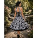 50er Jahre Rosenkleid schwarz anthrazit zum Petticoat