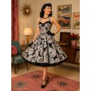 50er Jahre Rosenkleid schwarz anthrazit zum Petticoat